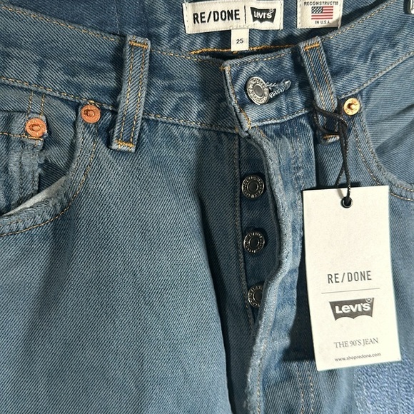 RE/DONE Levi’s Women's The 90’s Jean Relaxed High Rise Tinted Steel Blue Size 25 - Picture 6 of 16